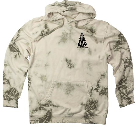 College Outdoors Circle Logo Tops, a Olive Tie Dyed Pullover Hoodie