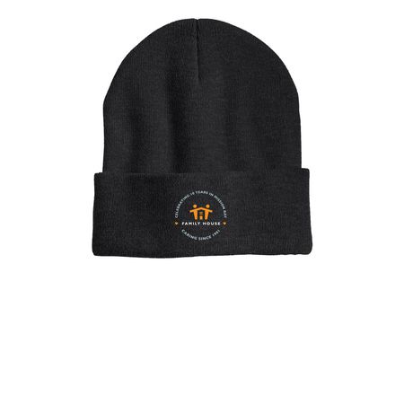 Family House Beanie, a Heather Charcoal Printed Cuffed Beanie