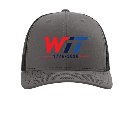 WIT AMERICA 250 HAT, a Charcoal/ Black Printed Snapback Trucker Cap