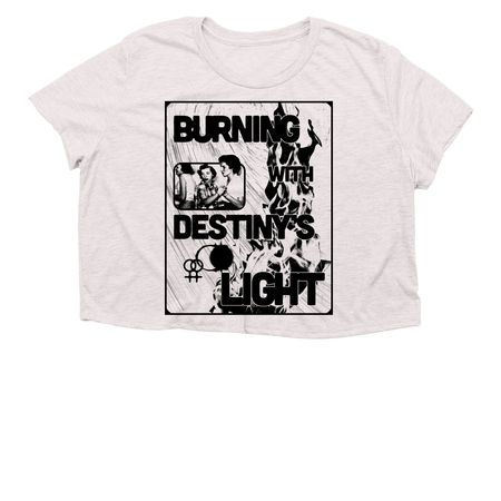 Burning with destiny's light, a Heather Dust Women?s Flowy Cropped Tee