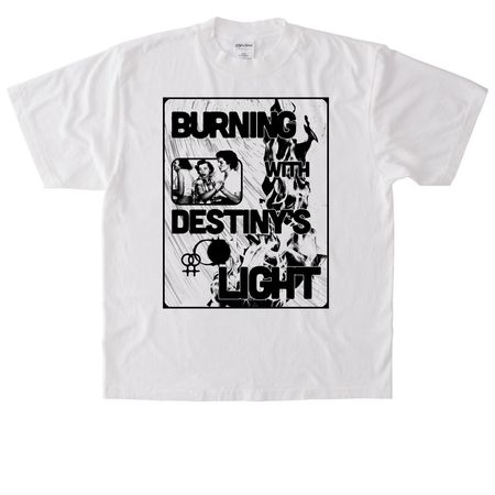 Burning with destiny's light, a White Heavyweight Garment Dye Tee
