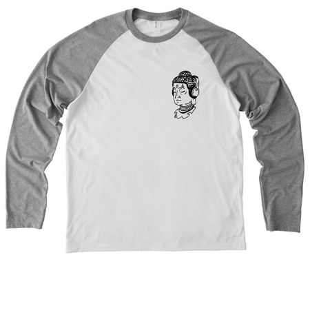Support Your Local Yoga Dealer, a Aluminum Grey/ Bright White Allmade Eco Triblend Colorblock Raglan Long Sleeve Tee