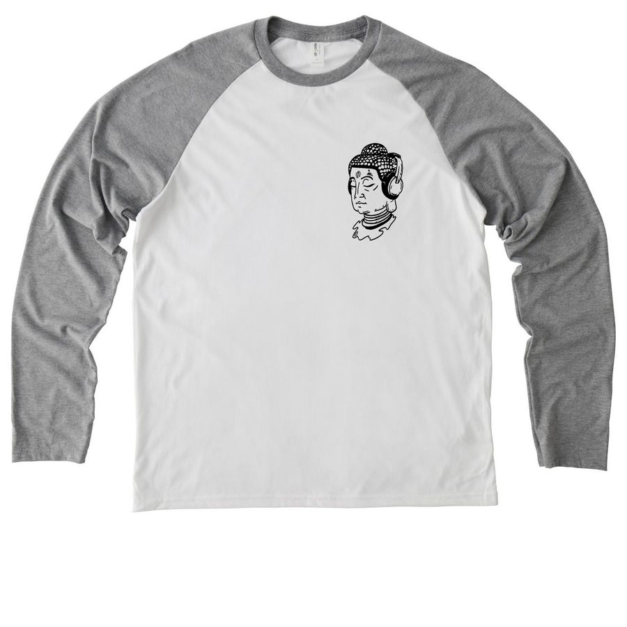 Support Your Local Yoga Dealer, a Aluminum Grey/ Bright White Allmade Eco Triblend Colorblock Raglan Long Sleeve Tee