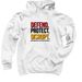 Defend, Protect, Disrupt, a White Pullover Hoodie