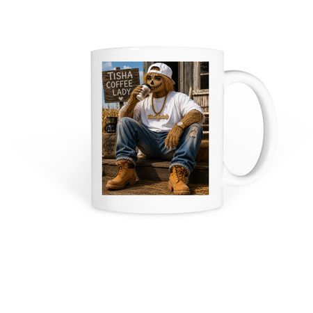 He scares away stress with coffee, a White Coffee Mug