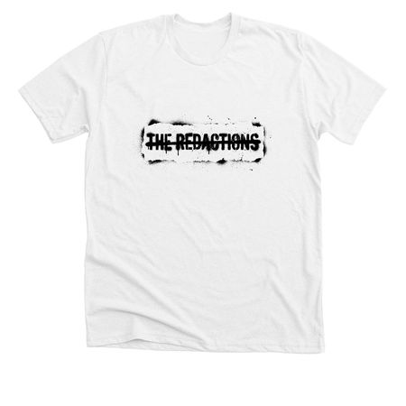 The Redactions Men's Band Tee II, a Solid White Blend Premium Unisex Tee