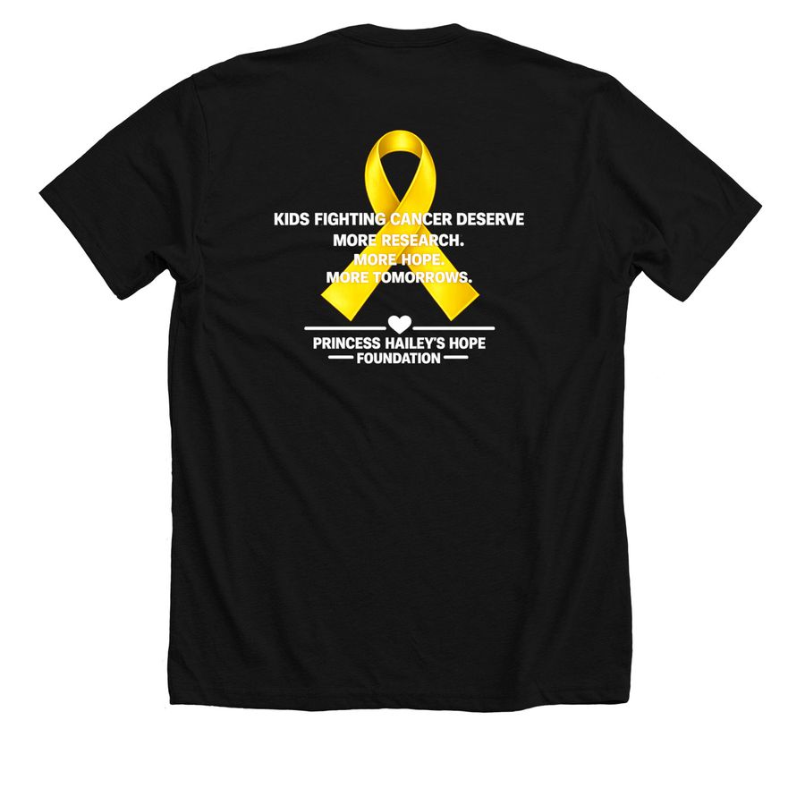 My Hero Needs a Cure, a Solid Black Blend Premium Unisex Tee (back-view)