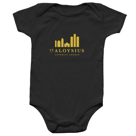 Saint Aloysius Merch: Baby Edition, a Black Infant Onesie