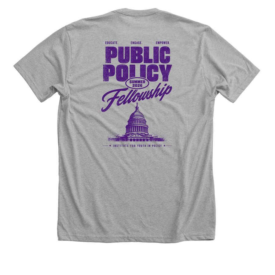 Summer 2026 Public Policy Fellowship, a Athletic Heather Premium Unisex Tee (back-view)