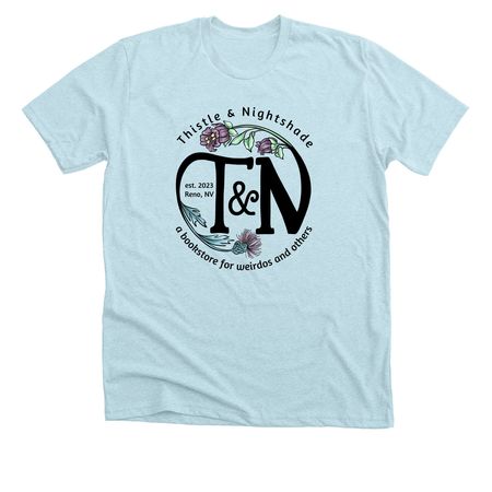 Thistle & Nightshade Logo Shirt Front, a Heather Ice Blue Premium Unisex Tee