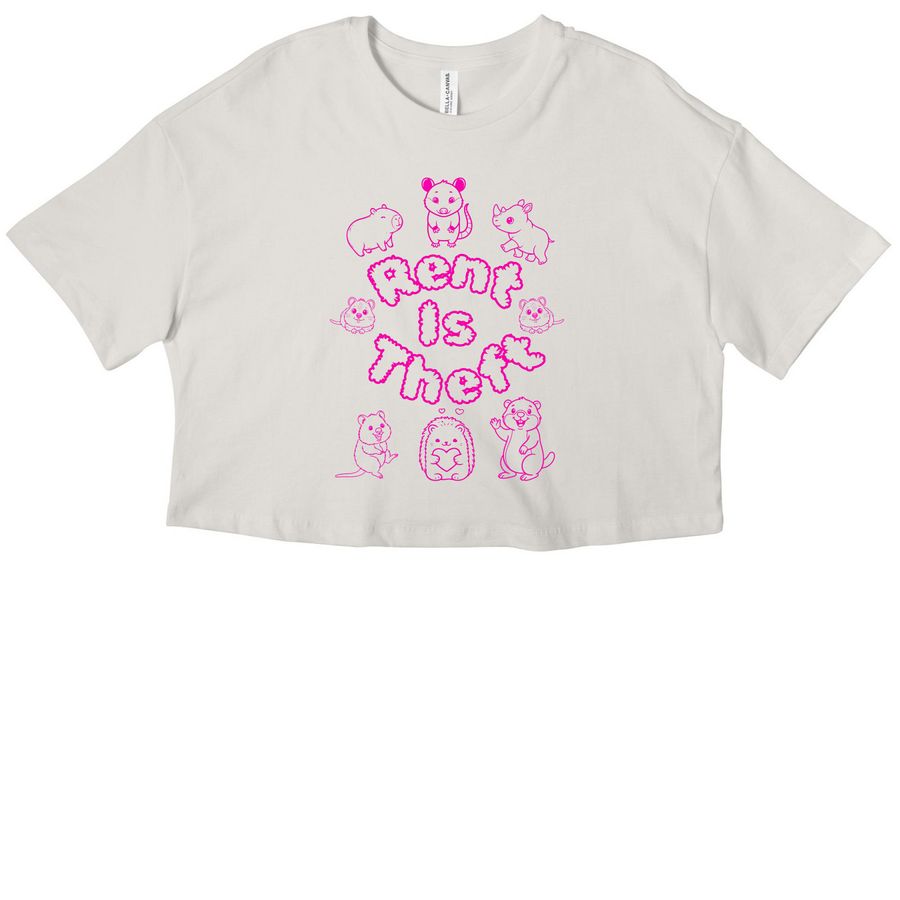 Rent is theft. Period.&nbsp;, a Vintage White Women?s Cropped Cotton Tee