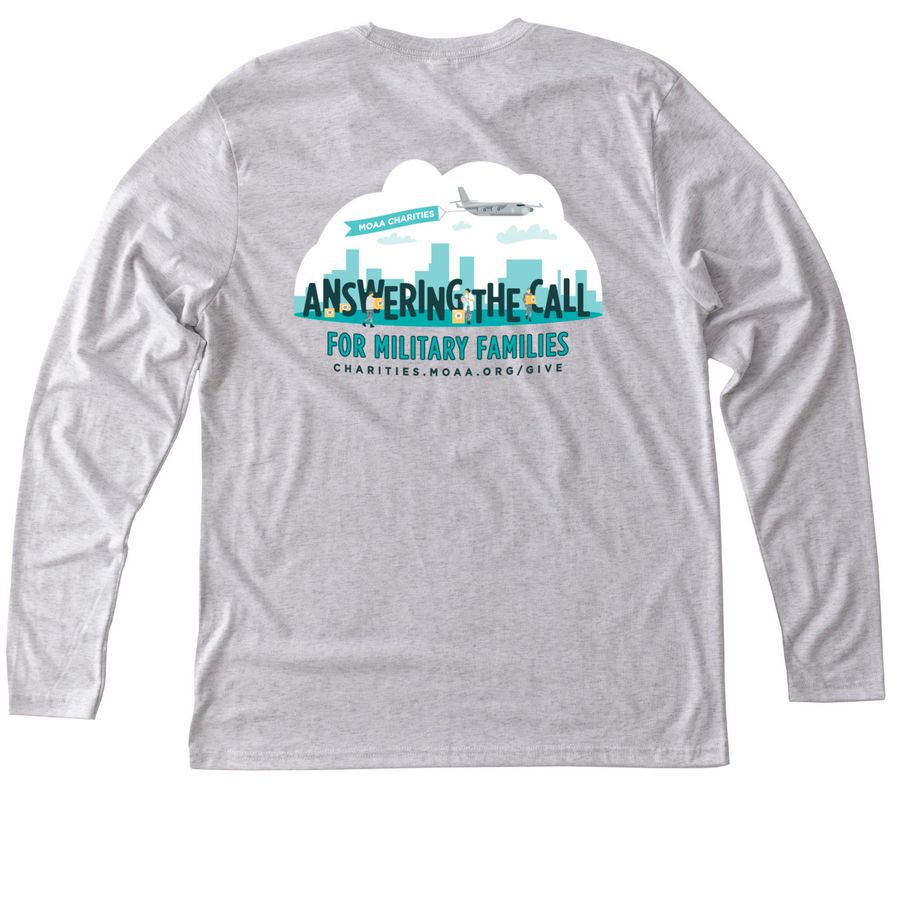MOAA Charitee 2025 - Answering the Call, a Heather White Triblend Long Sleeve Tee (back-view)