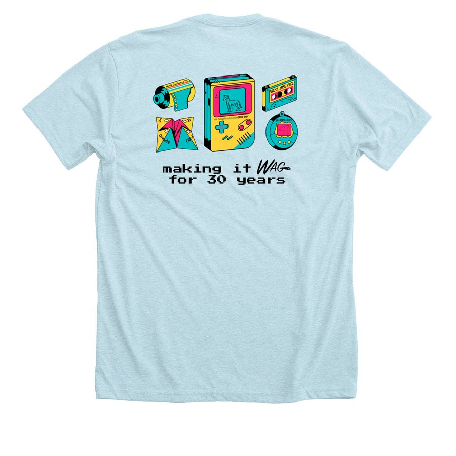 90's WAG Shirt, a Heather Ice Blue Premium Unisex Tee