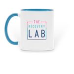 Jesus, Coffee & Recovery, a Light Blue Two-Tone Ceramic Mug (back-view)