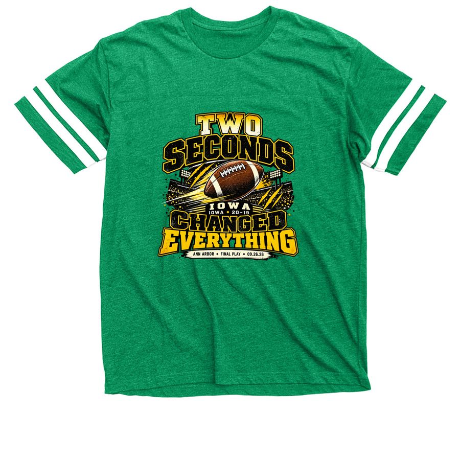 Two More Seconds Iowa Football 20-19 Victory, a Vintage Green / White Football Jersey Tee