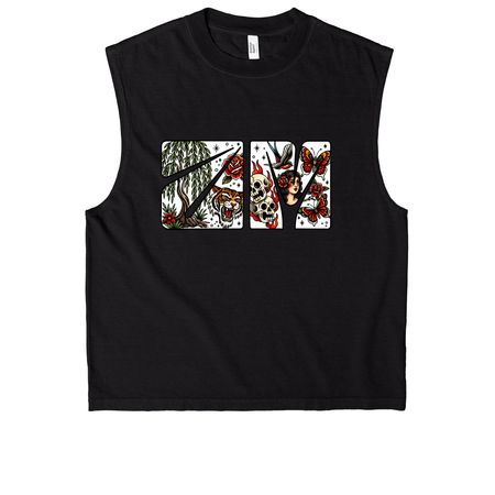 American Traditional, a True Black Heavyweight Garment Dye Muscle Tee