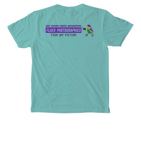 Shot by Fluxx Shirt, a Chalky Mint Comfort Colors Pocket Tee