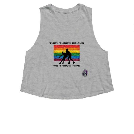 MSRD They threw bricks, a Athletic Heather Women's Cropped Racerback Tank