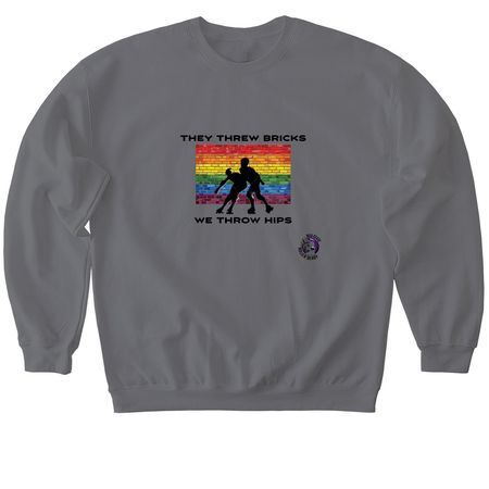 MSRD They threw bricks, a Charcoal Softstyle Crewneck Sweatshirt