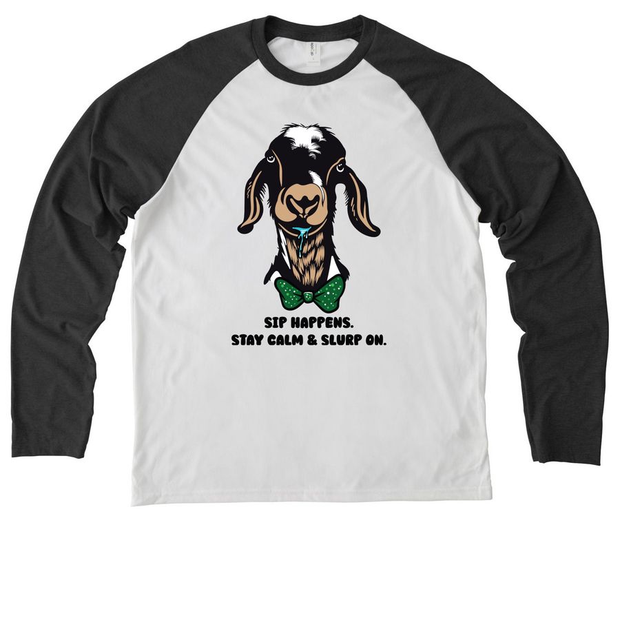 Levi- Sip Happens Campaign, a Space Black/ Bright White Allmade Eco Triblend Colorblock Raglan Long Sleeve Tee