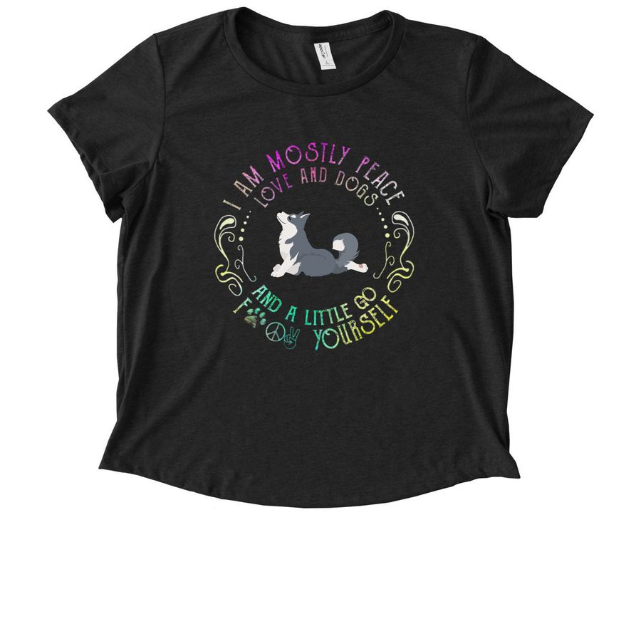 I Am Mostly Peace?, a Space Black Allmade Eco Triblend Women?s Scoop Neck Tee