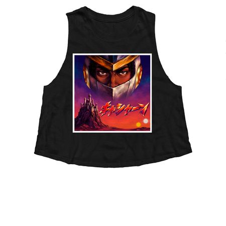 Twin Suns Odyssey, a Solid Black Blend Women?s Cropped Racerback Tank