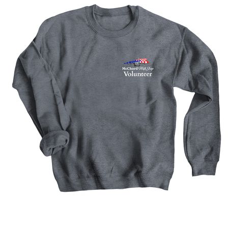 Volunteer sweatshirt - White text, a Dark Heather Crewneck Sweatshirt