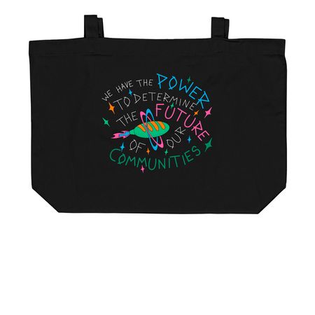 Bread for the City x Trap Bob Tote, a Black Large Organic Cotton Tote Bag (back-view)