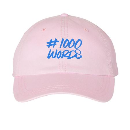 #1000 Words Pink Hat, a Pink Printed Pigment Dye Baseball Cap