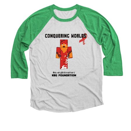 Conquering worlds, a Envy and Heather White 3/4 Sleeve Baseball Tee