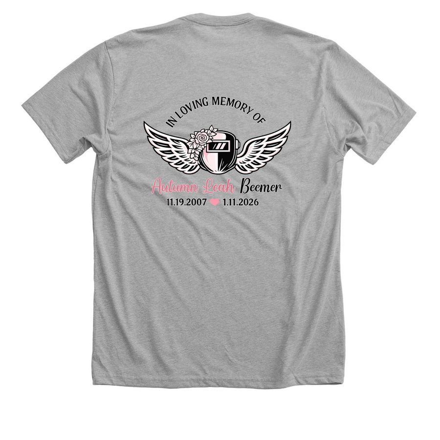 In memory of Autumn Beemer, a Athletic Heather Premium Unisex Tee (back-view)
