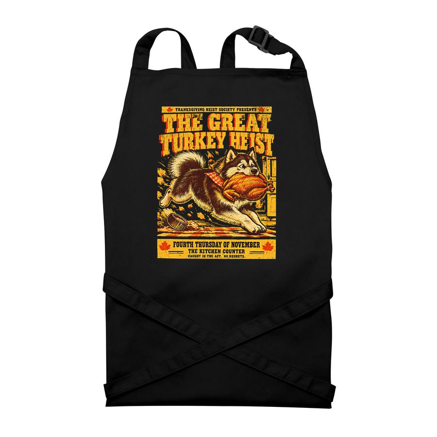 Holiday fun for food, a Black Recycled Bib Apron