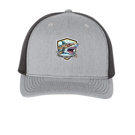 NEGU Shark Trucker&nbsp;, a Heather Grey/ Black Printed Five-Panel Trucker Cap