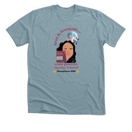 Toucher la lune avec le fran?ais, a Heather Blue Lagoon Premium Unisex Tee
