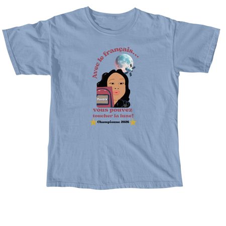 Toucher la lune avec le fran?ais, a Washed Denim Comfort Colors Youth Tee