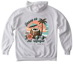 "Mi Refugio" Collection, a White Comfort Colors Pullover Hoodie (back-view)