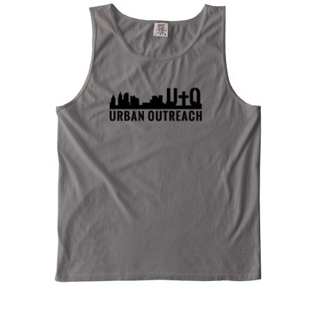 Urban Outreach/ Pump N Run on back, a Grey Comfort Colors Tank Top