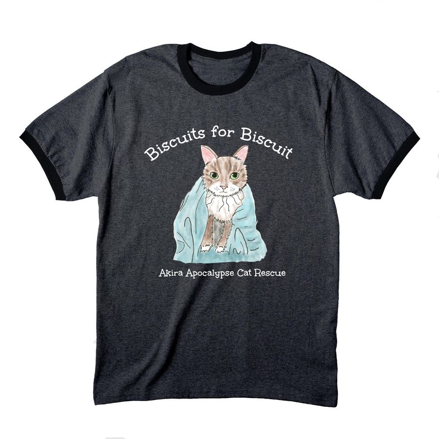 Fundraiser for street cat rescue Biscuit, a Dark Heather Grey/ Jet Black Cotton Ringer Tee