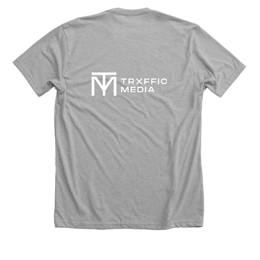 Trxffic media&nbsp;, a Athletic Heather Premium Unisex Tee (back-view)
