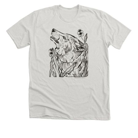 Wolf and Pansies, a Heather Cement Premium Unisex Tee