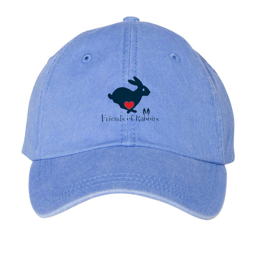 Friends of Rabbits Logo&nbsp; Hats, a Periwinkle Printed Pigment Dye Baseball Cap