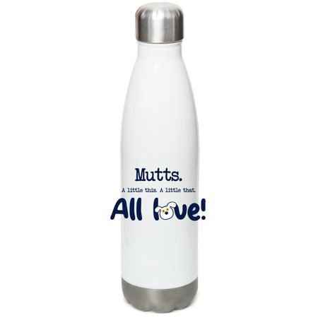 Mutts. All love!, a White Stainless Steel Water Bottle