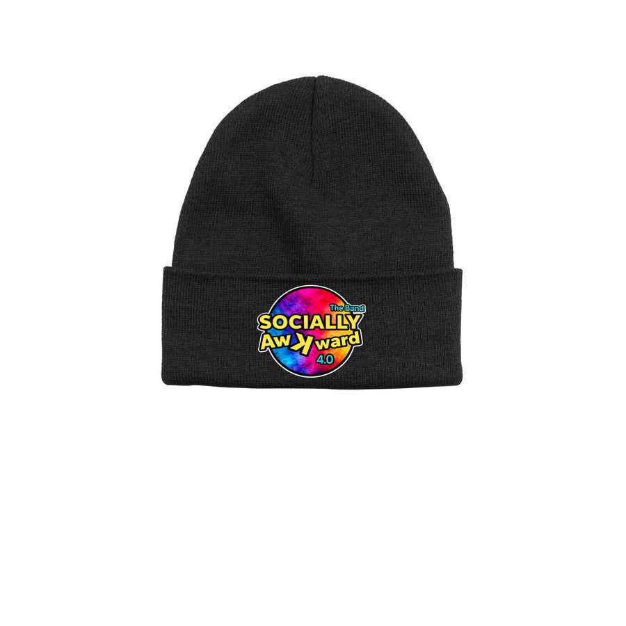 Socially Awkward 4.0 - The Hat, a Black Printed Base Camp Beanie