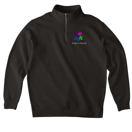 Takes a Village, a Black Midweight Quarter Zip Pullover