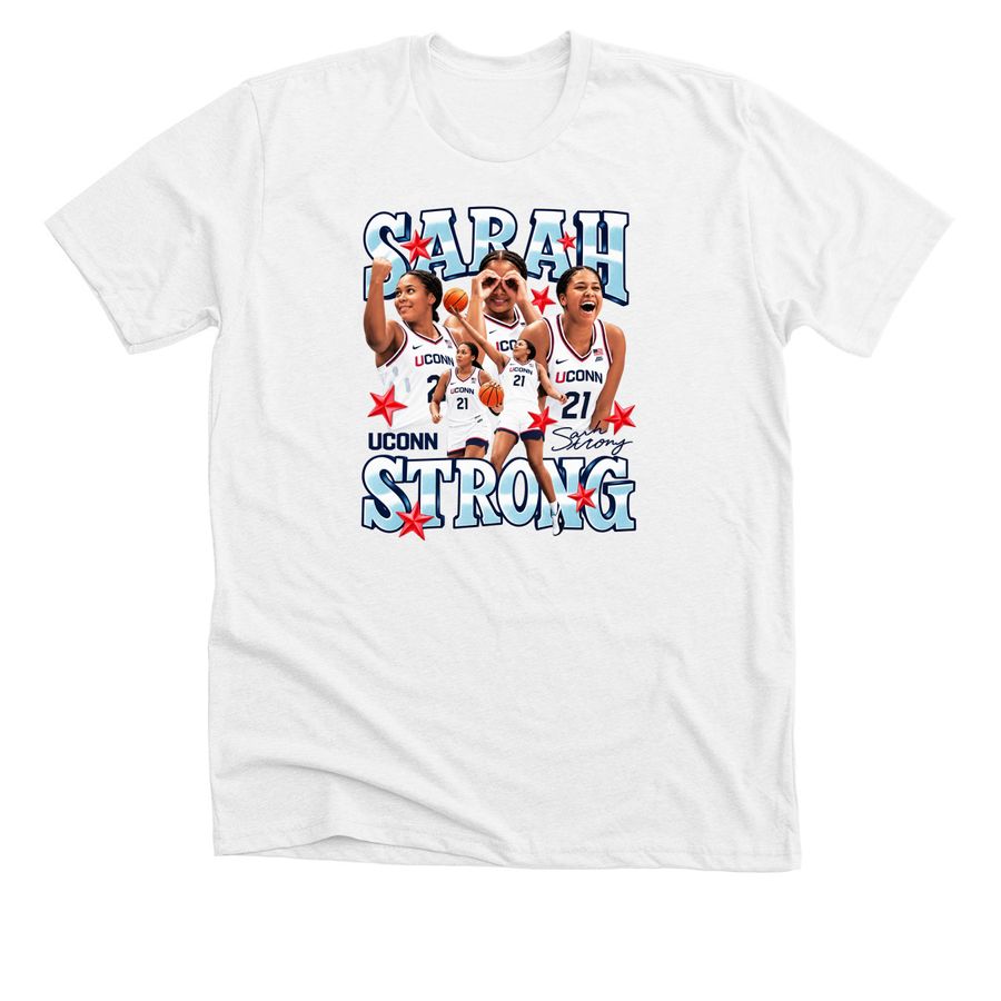 Sarah UCONN Basketball 21 Sarah Strong Vintag, a Solid White Blend Premium Unisex Tee