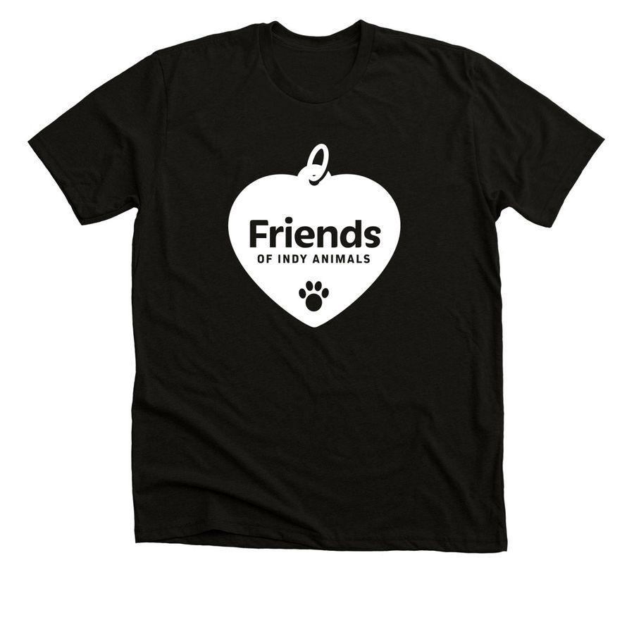 Friends of Indy Animals White Logo Tee, a Black Heather Premium Unisex Tee