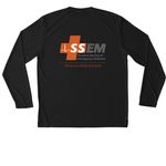 Long sleeve tech shirt!, a Black Unisex Performance Long Sleeve Tee (back-view)