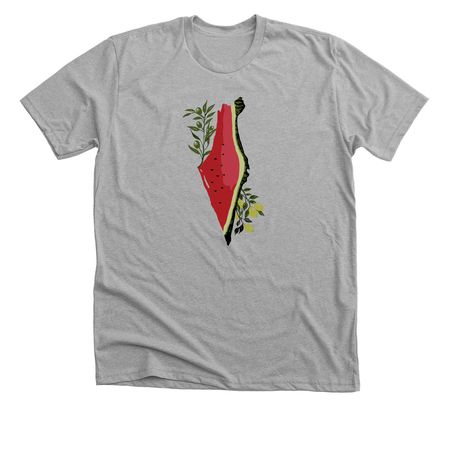 A map of Palestine shaped like a slice of wa, a Athletic Heather Premium Unisex Tee