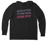 BIE "Extreme Quote" Softball, a Space Black Allmade Eco Triblend Hoodie Tee (back-view)