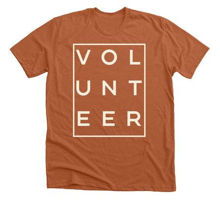 Volunteer T-Shirt-Cream Font, a Heather Autumn Premium Unisex Tee